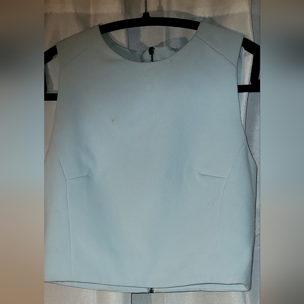 FRENCH CONNECTION pale blue sleeveless crop top
